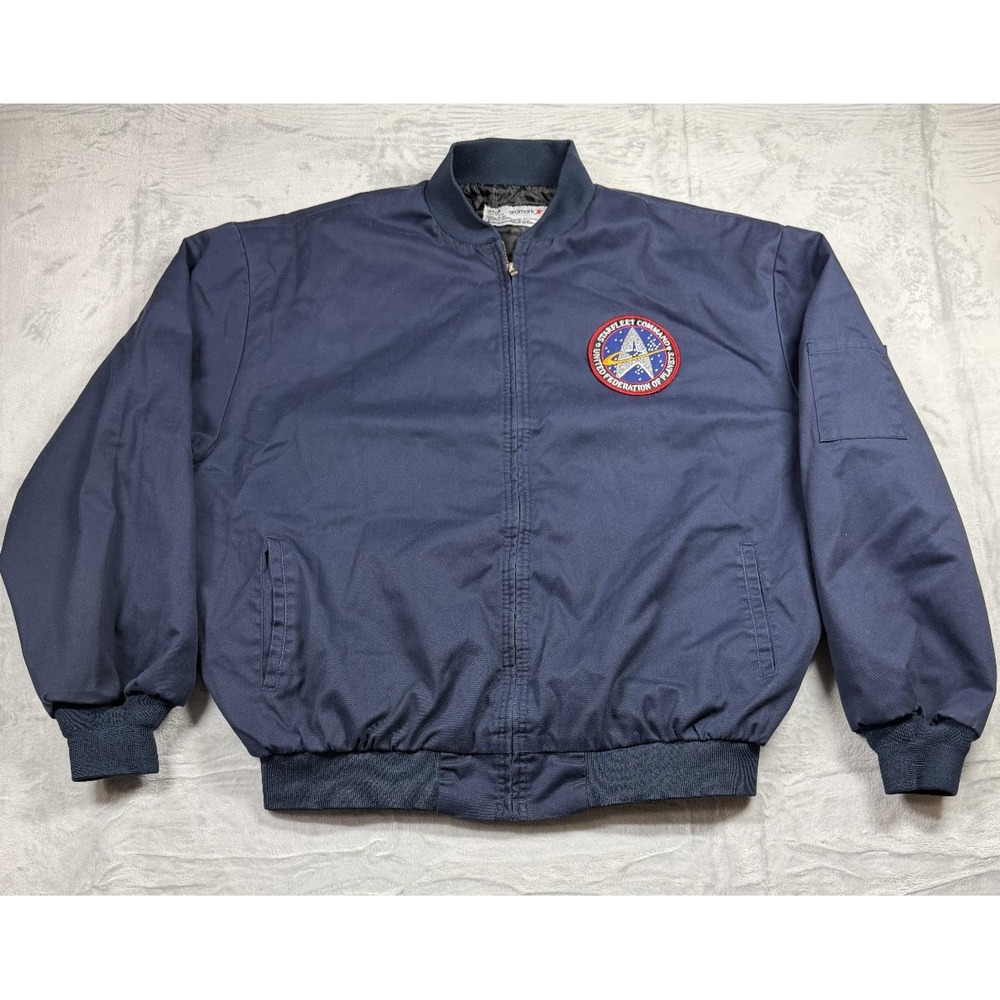 Aramark Starfleet Command Bomber Jacket 2XLR Navy Quilted Star Trek Style